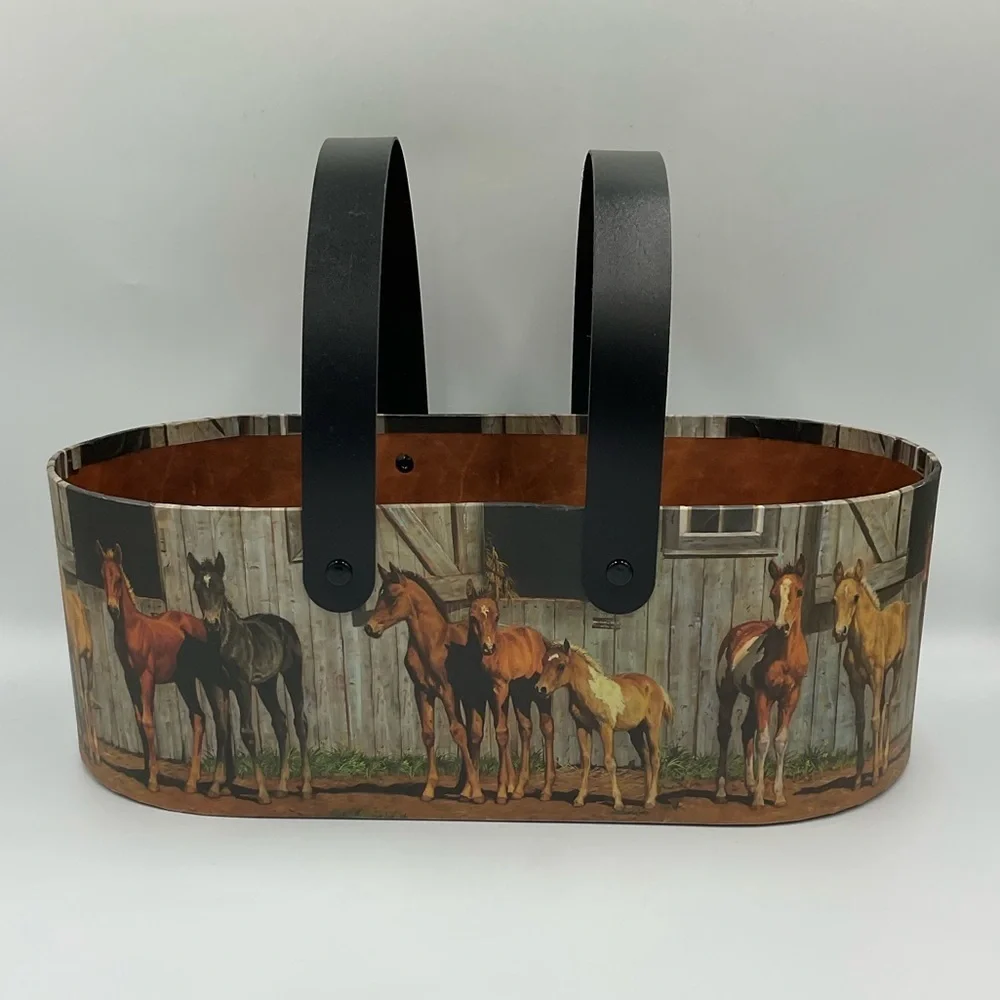 Lang Boxes 2007 “Little Partners” Decorative Basket with Black Handles